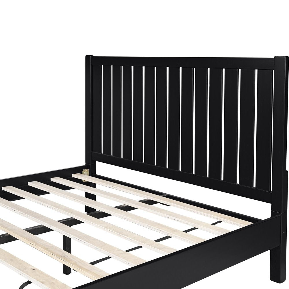 Black Solid Wood Queen Bed Frame
