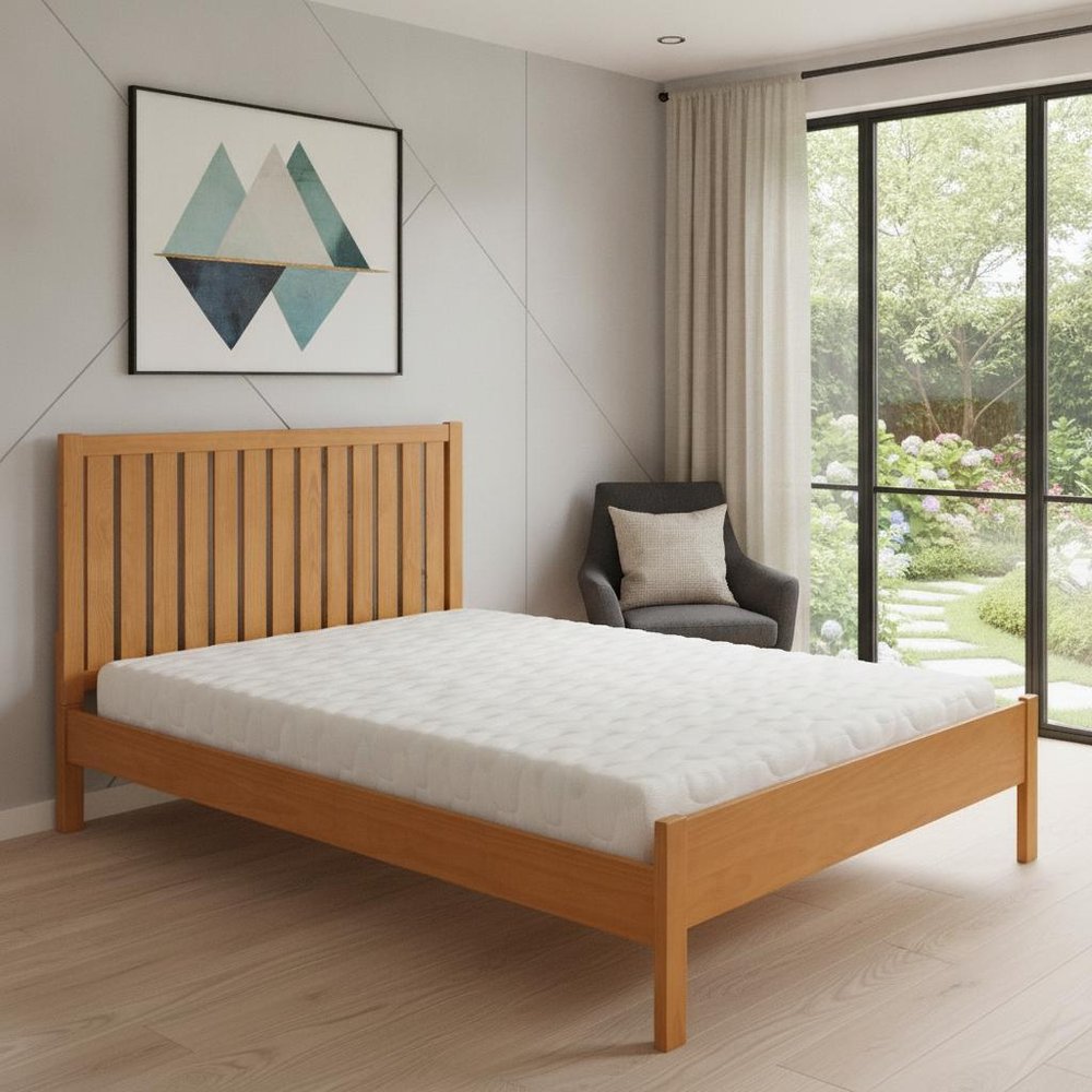 Natural Shiplap Texture Solid Wood Queen Bed Frame