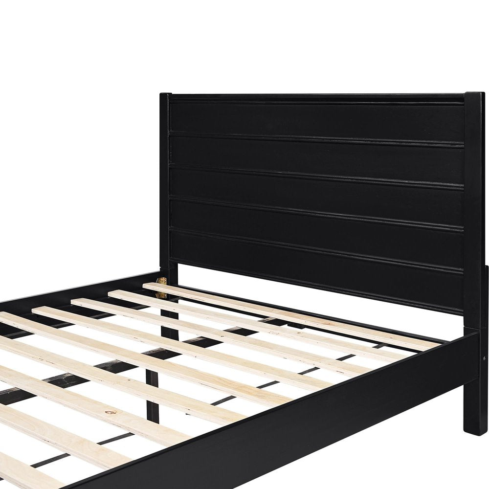 Black Solid Wood Queen Bed Frame