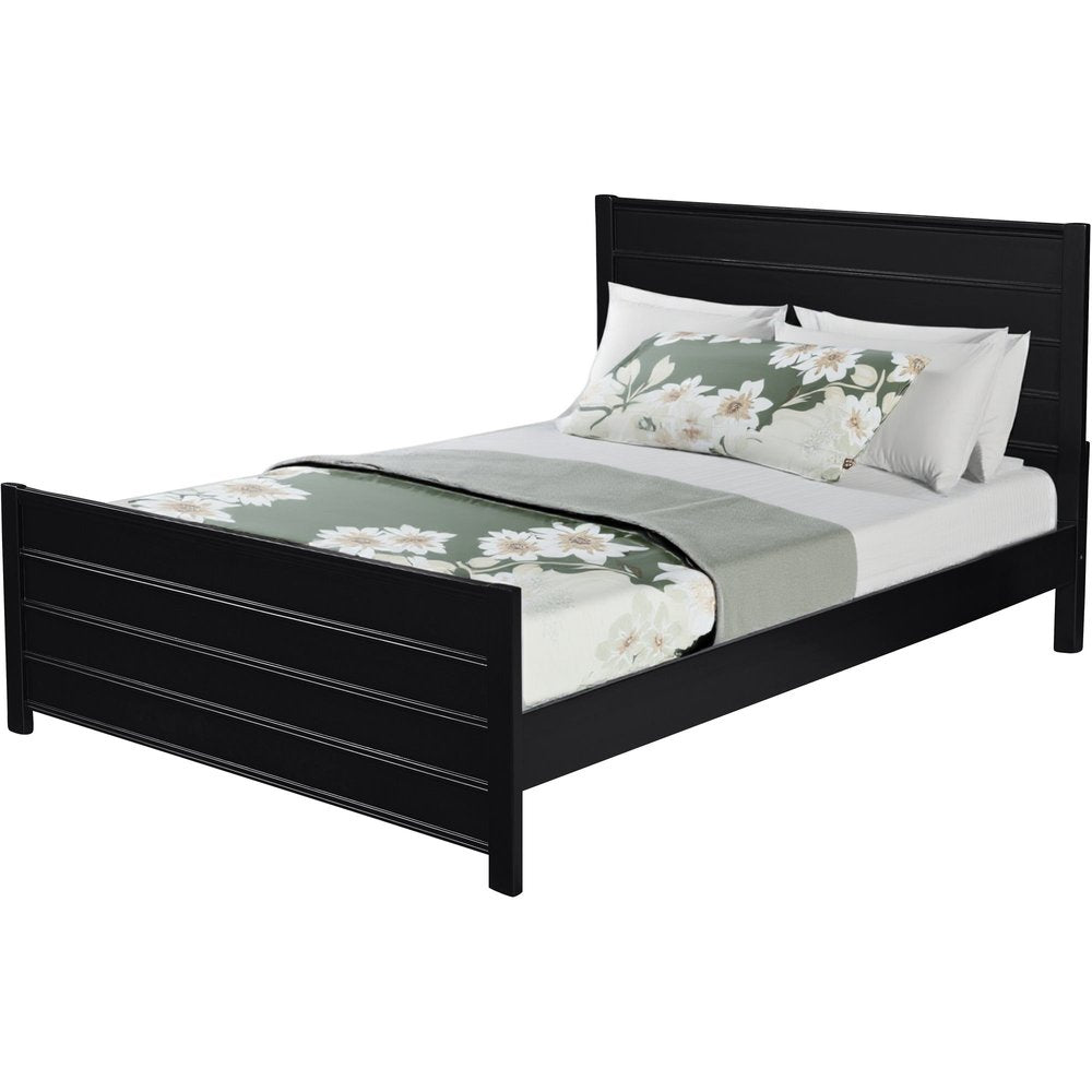 Black Solid Wood Queen Bed Frame