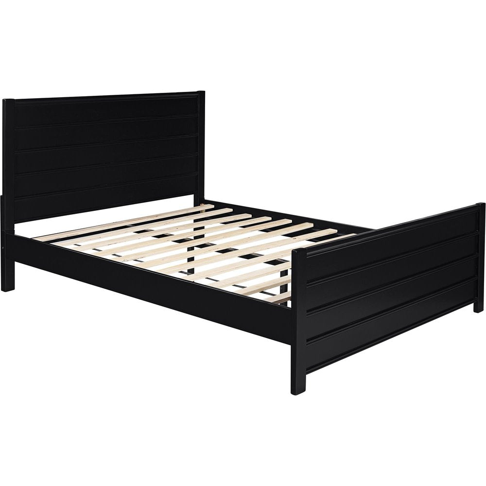 Black Solid Wood Queen Bed Frame