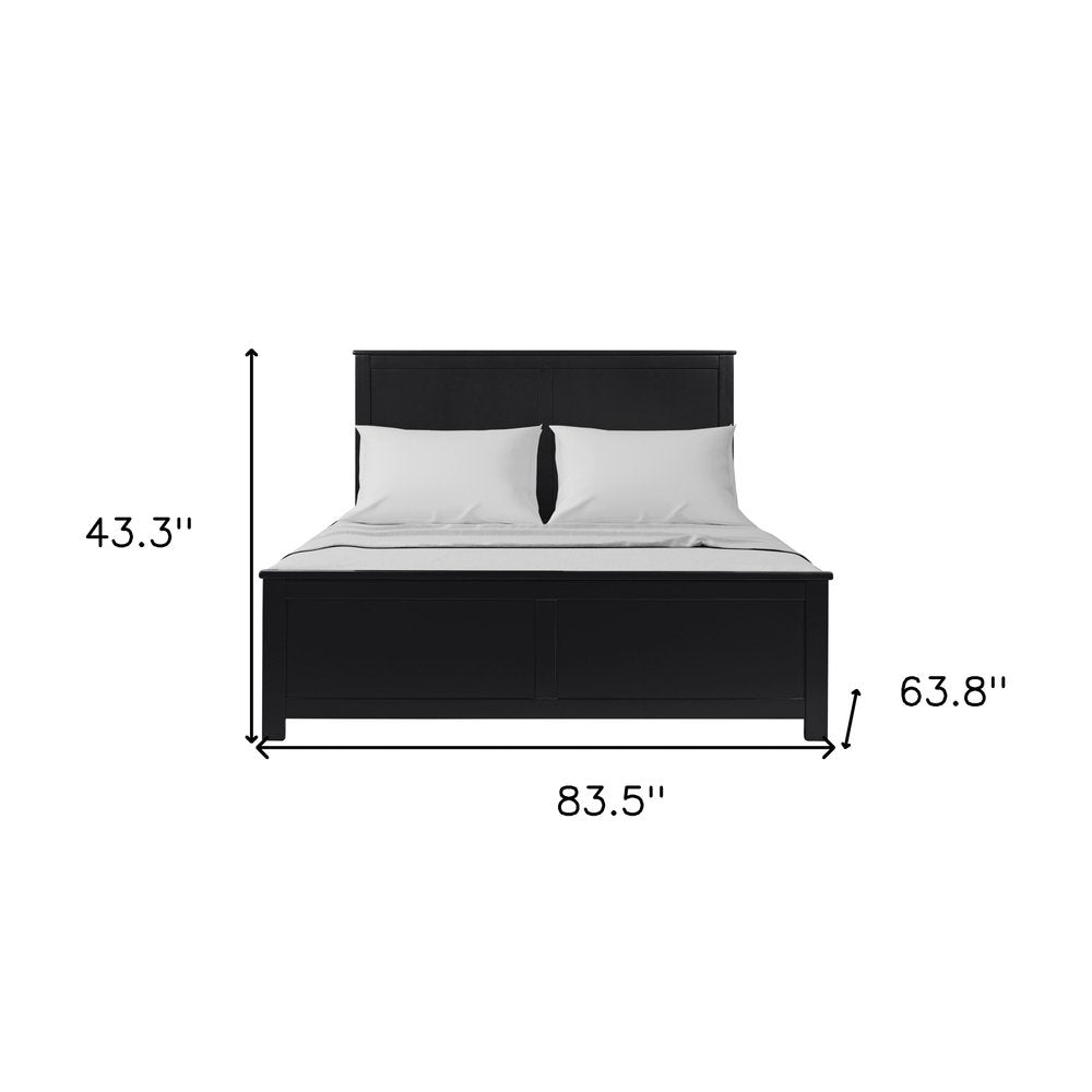 Black Solid Wood Queen Bed Frame