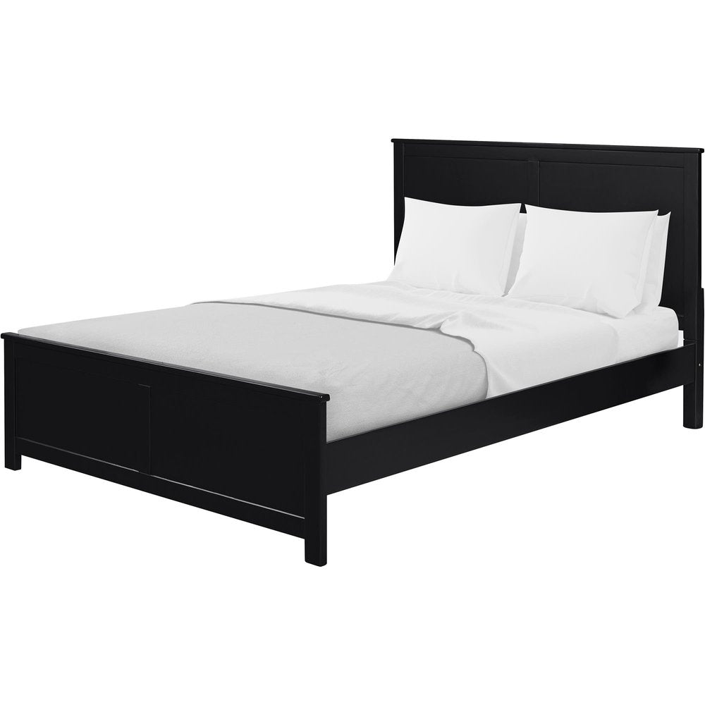 Black Solid Wood Queen Bed Frame