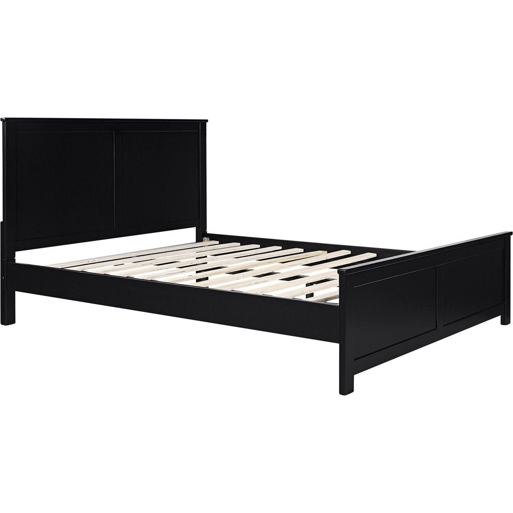 Black Solid Wood Queen Bed Frame