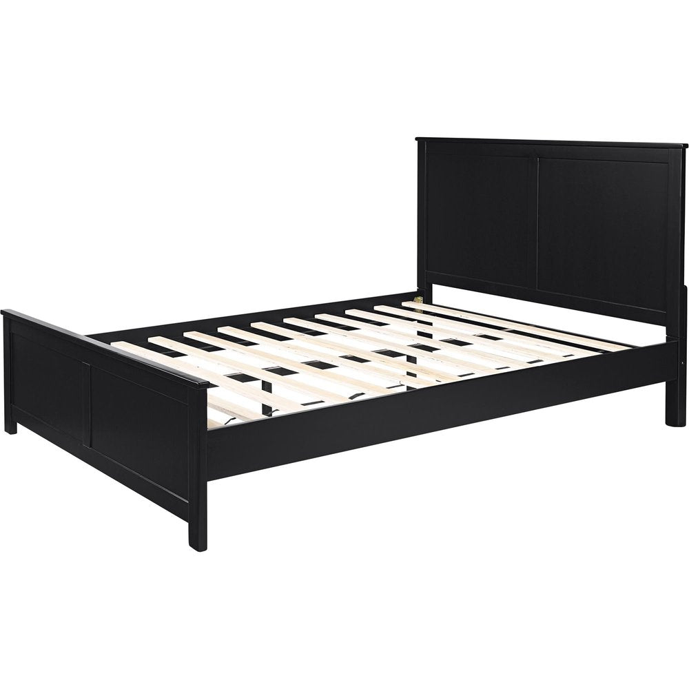 Black Solid Wood Queen Bed Frame