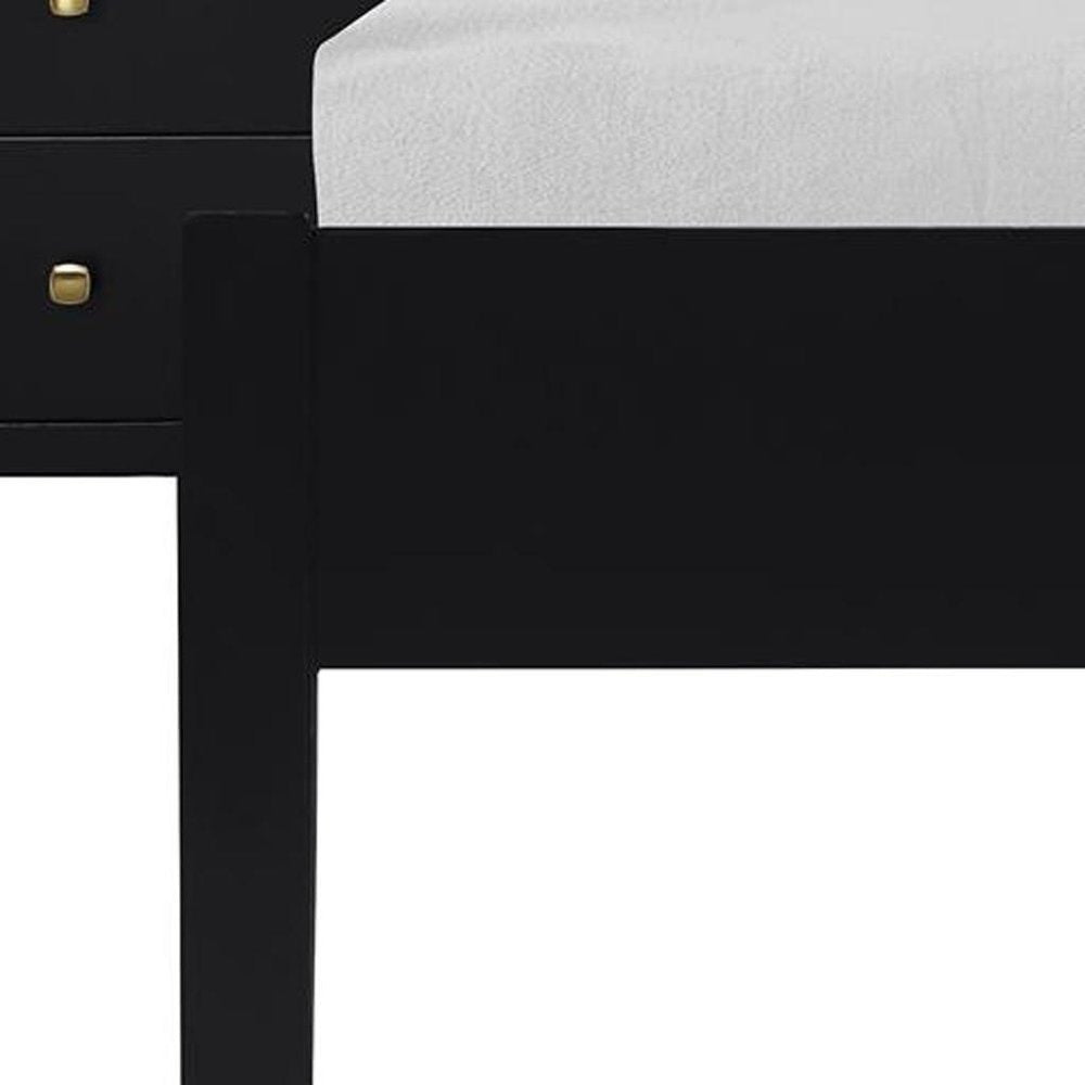 Three Piece Black Solid Wood Bedroom Set