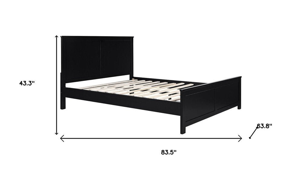 Black Solid Wood Queen Bed Frame With Drawers
