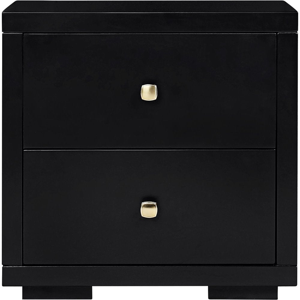 Black Solid Wood Queen Bed Frame With Drawers
