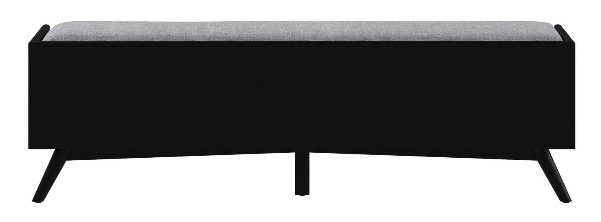 59" Gray and Black Upholstered Polyester Blend Bench with Drawers