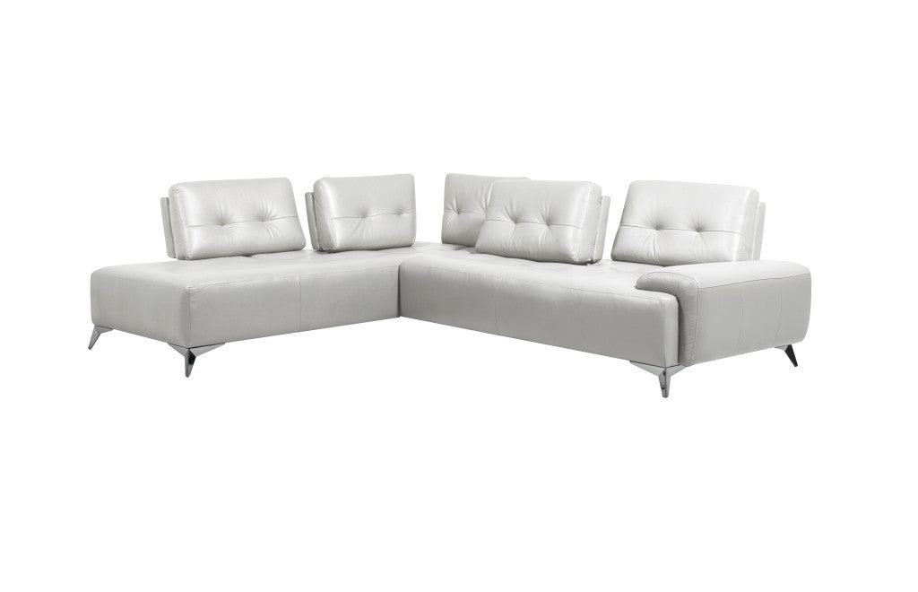White Leather L Shaped Two Piece Seating Component