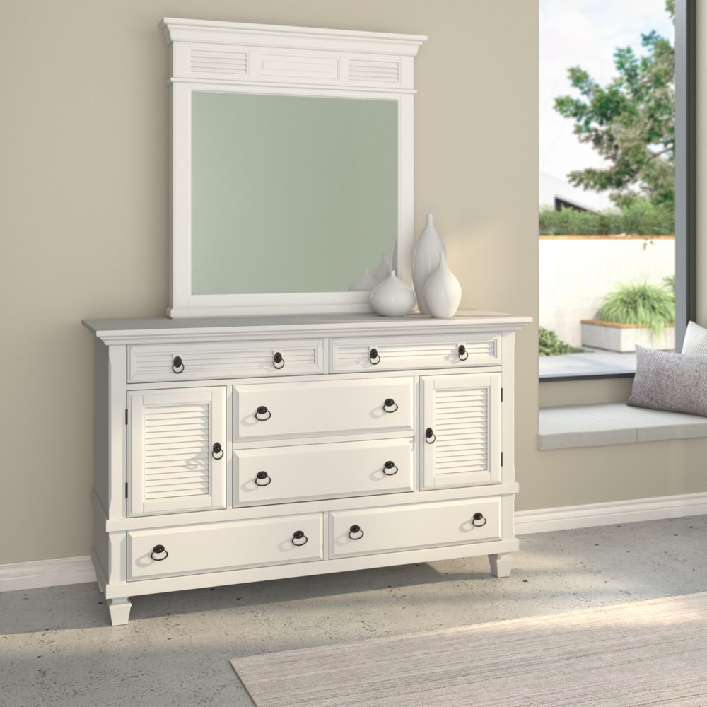 38" White Solid Wood Five Drawer Chest