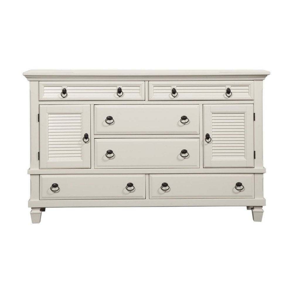 38" White Solid Wood Five Drawer Chest