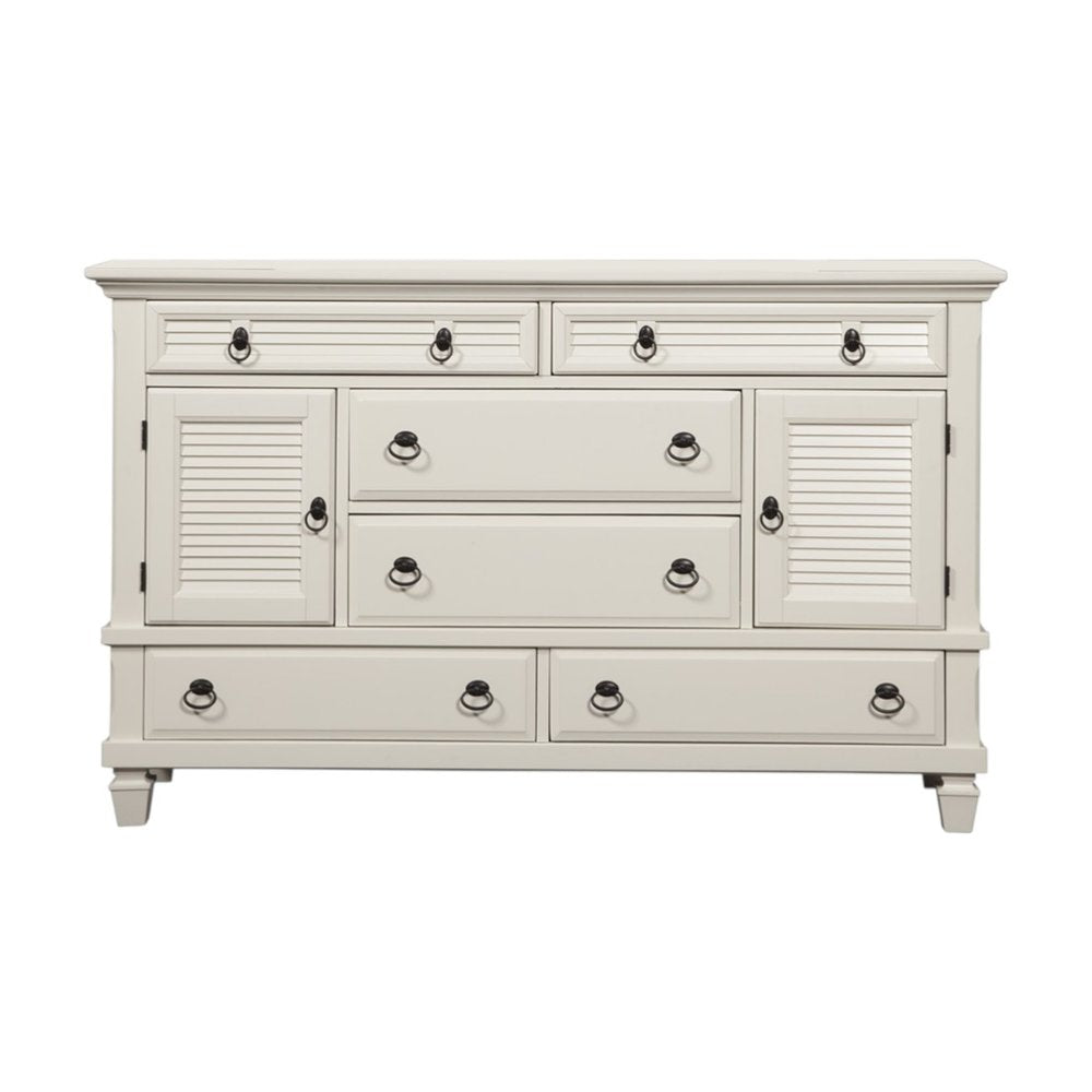 38" White Solid Wood Five Drawer Chest