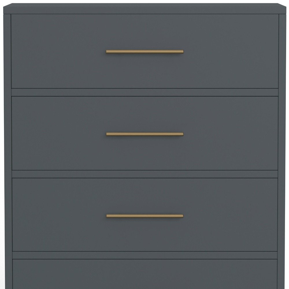 33" Gray Solid Wood Five Drawer Dresser
