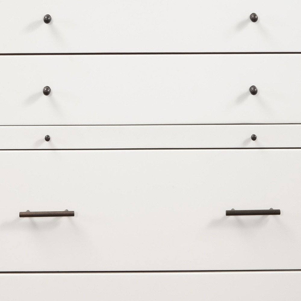 38" Brown And White Solid Wood Four Drawer Dresser