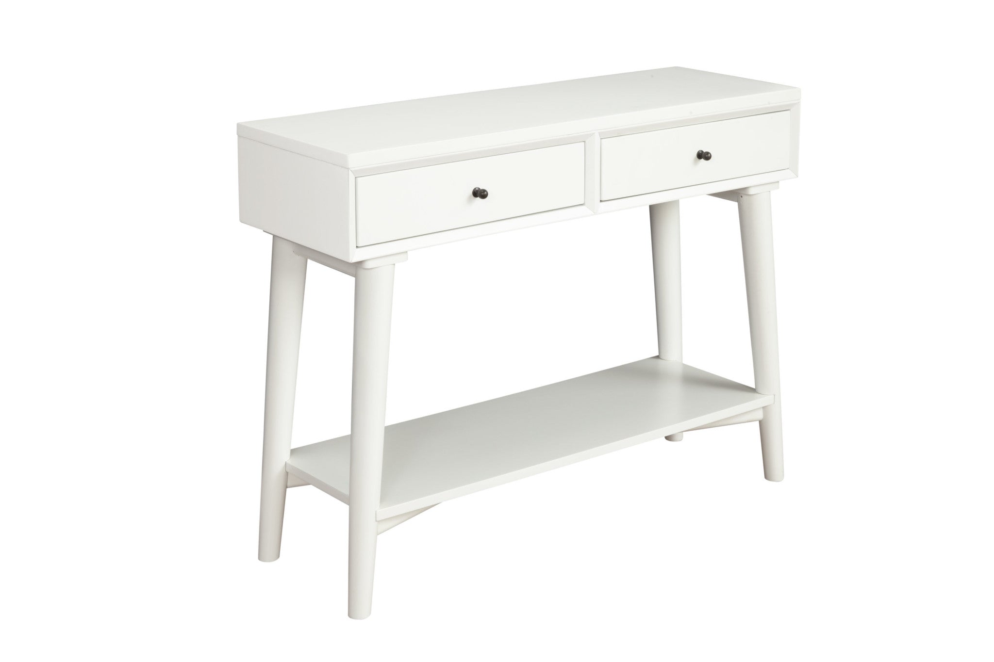 42" White Solid and Manufactured Wood Floor Shelf Console Table With Storage With Storage