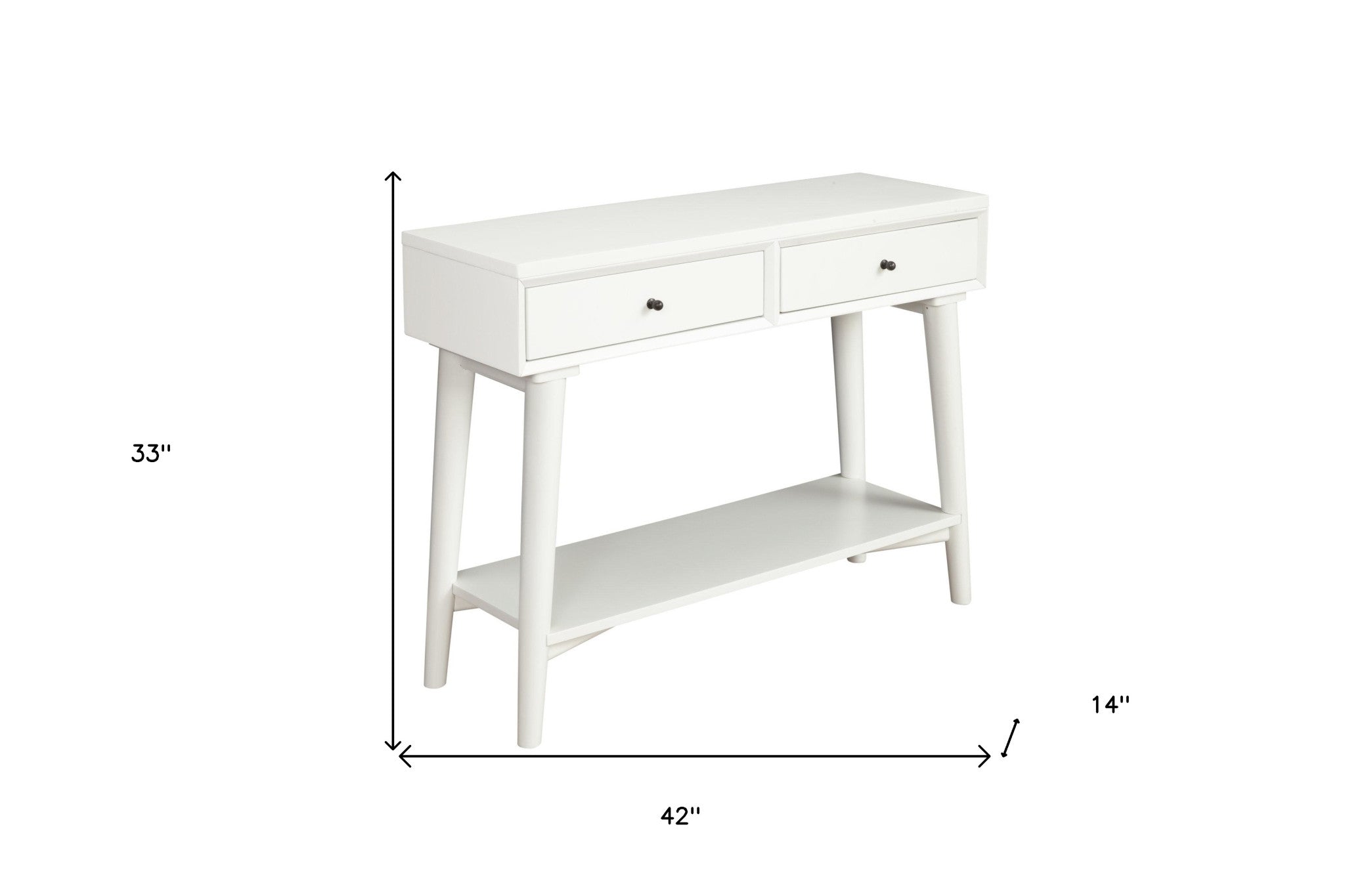 42" White Solid and Manufactured Wood Floor Shelf Console Table With Storage With Storage