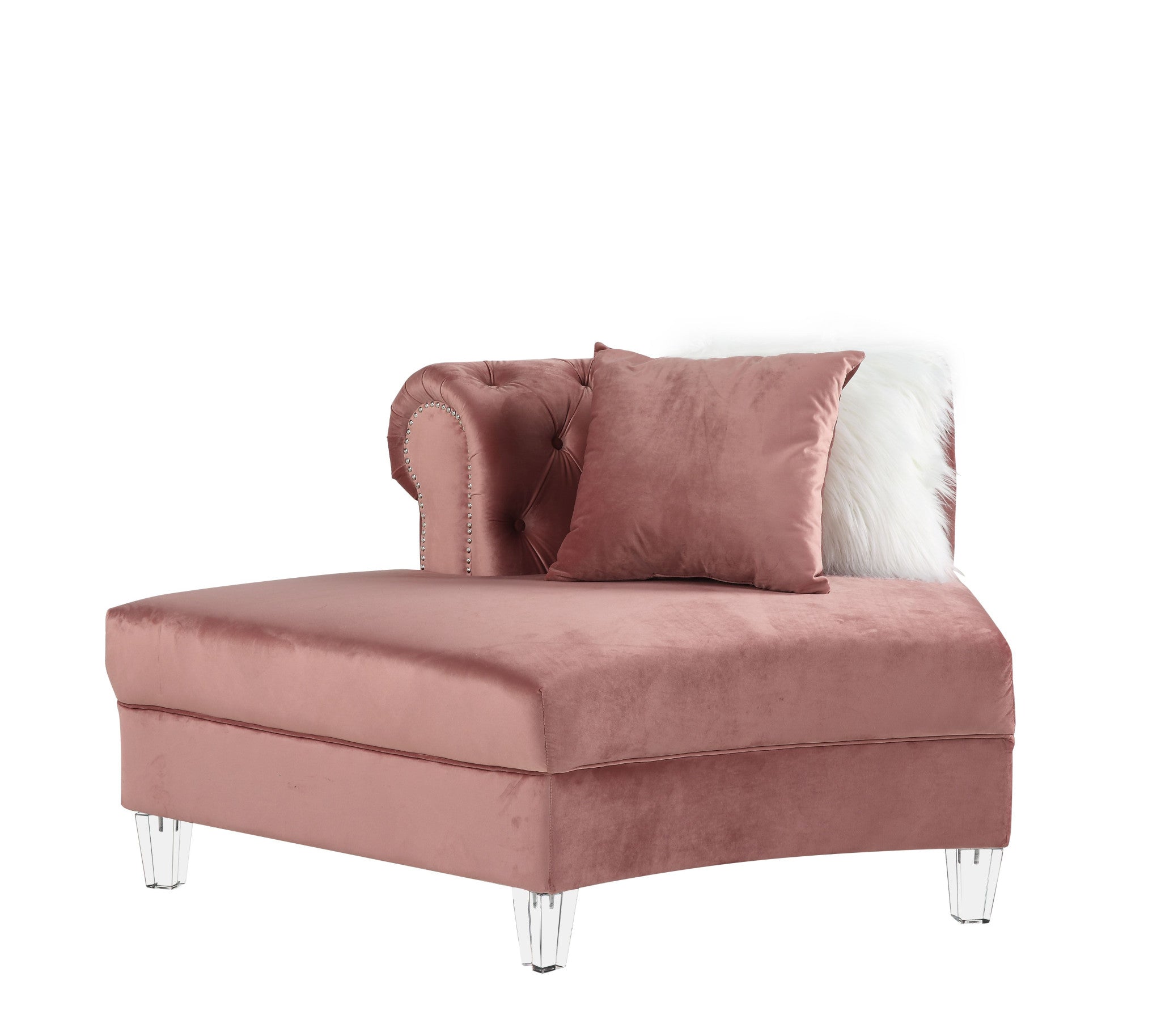 Pink Velvet Curved Four Piece Corner Sectional