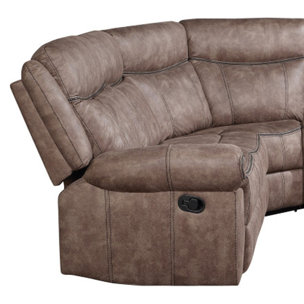 Chocolate Velvet Reclining L Shaped Six Piece Corner Sectional With Console