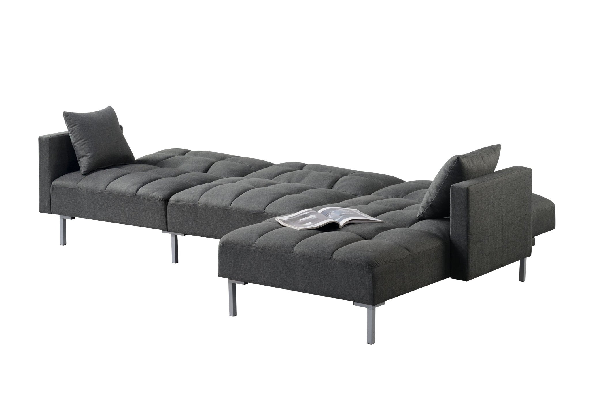 Gray 100% Polyester L Shaped Two Piece Sofa and Chaise