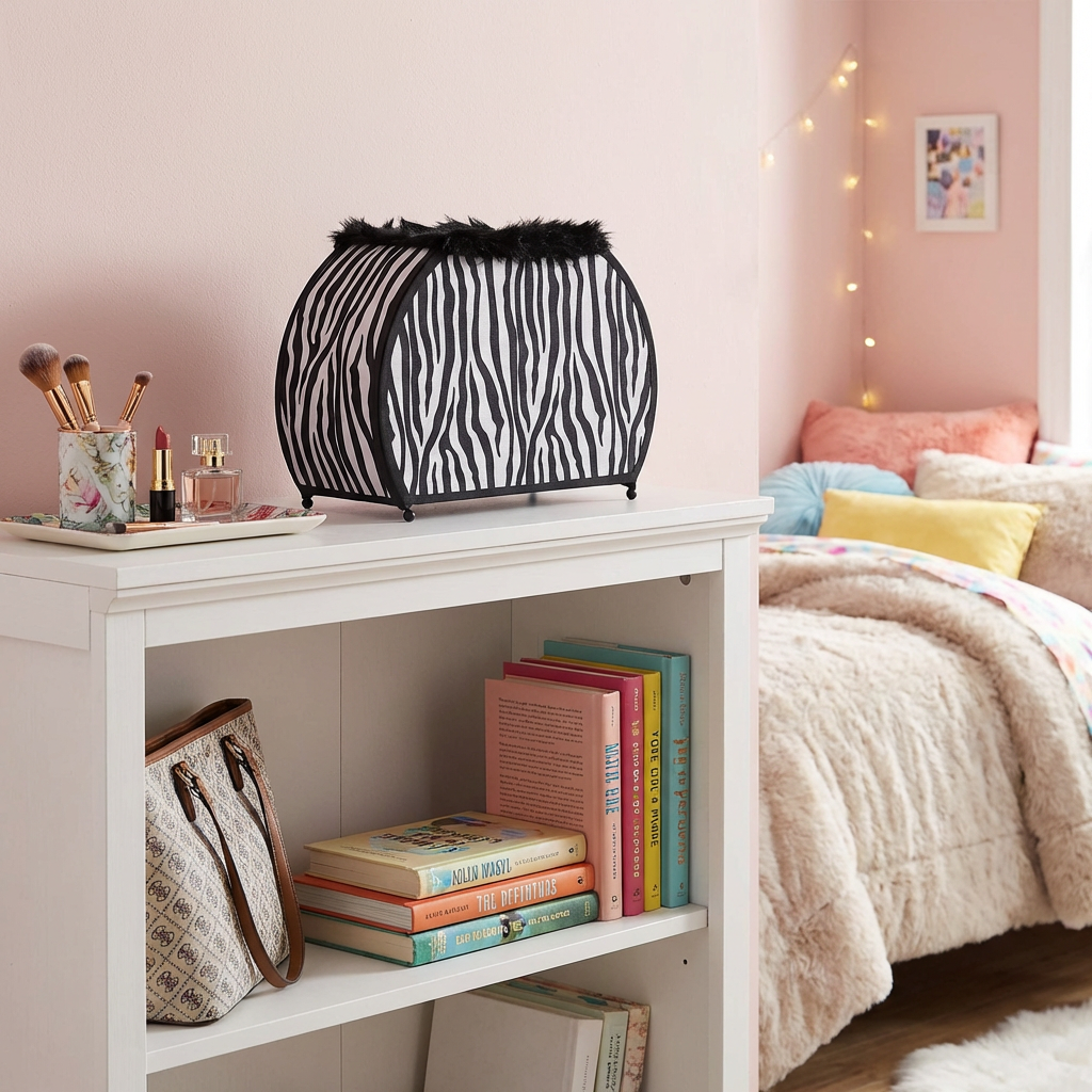 12" Black And White Funky Zebra Pattern Novelty Table Lamp