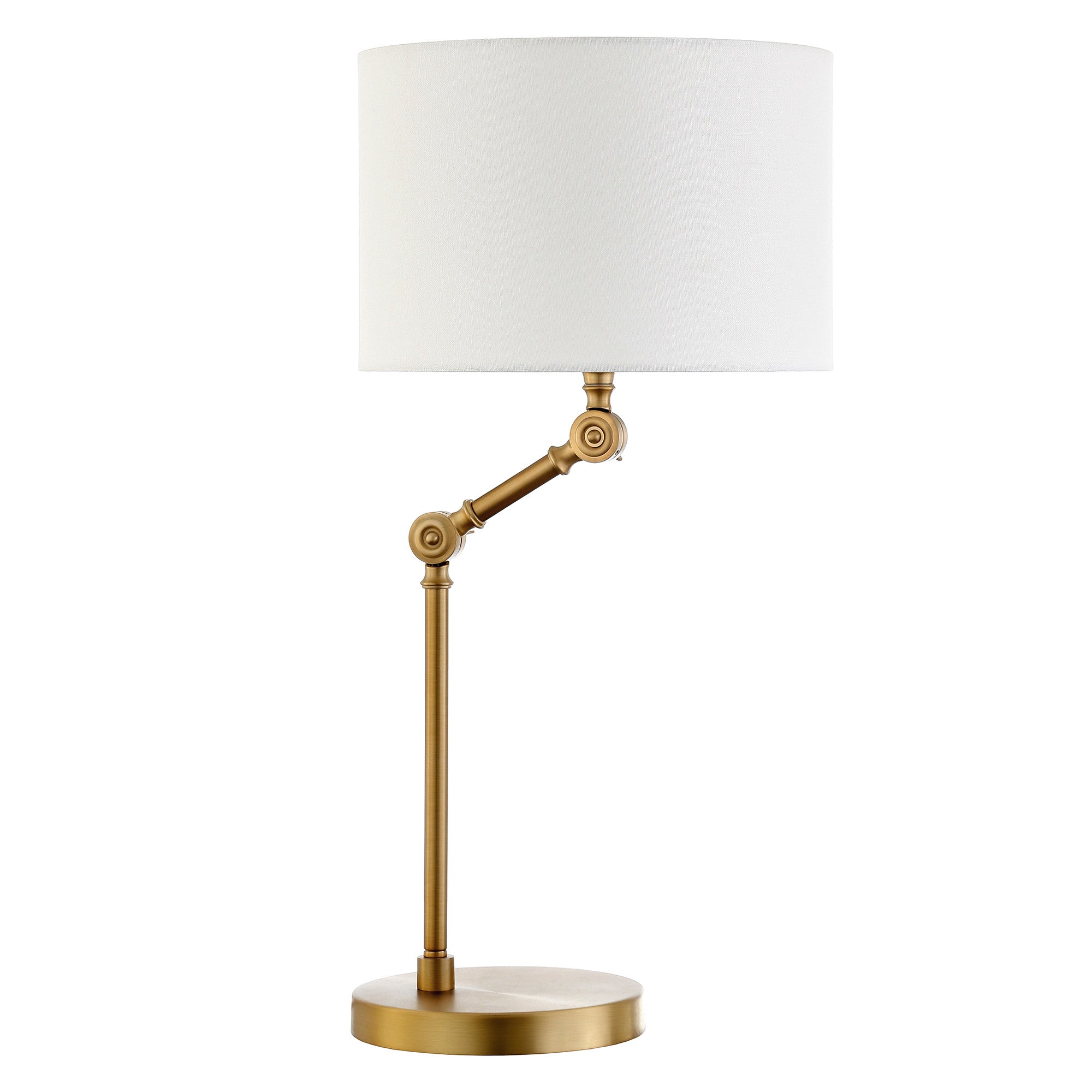 24" Gold Metal Adjustable Table Lamp With White Drum Shade