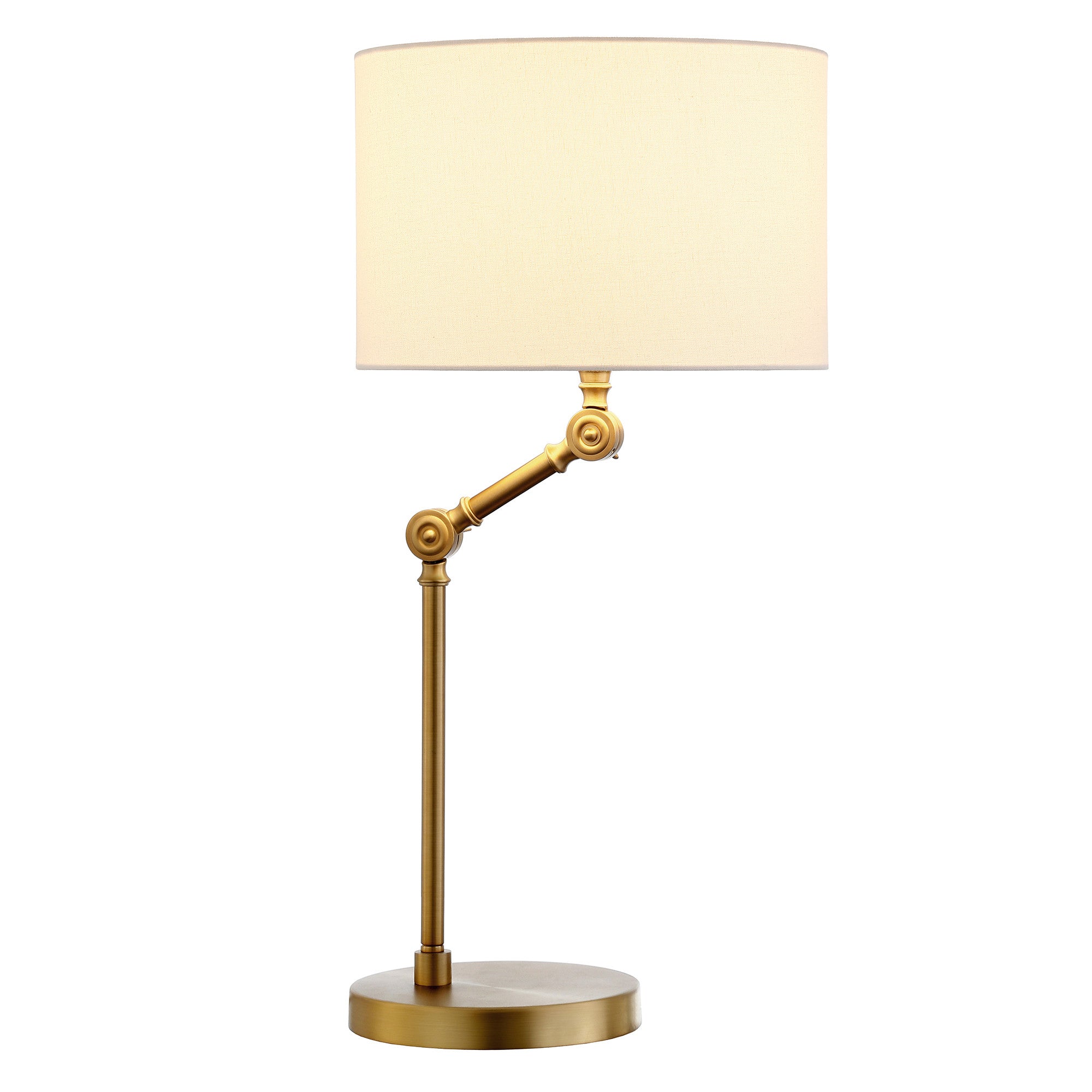24" Gold Metal Adjustable Table Lamp With White Drum Shade