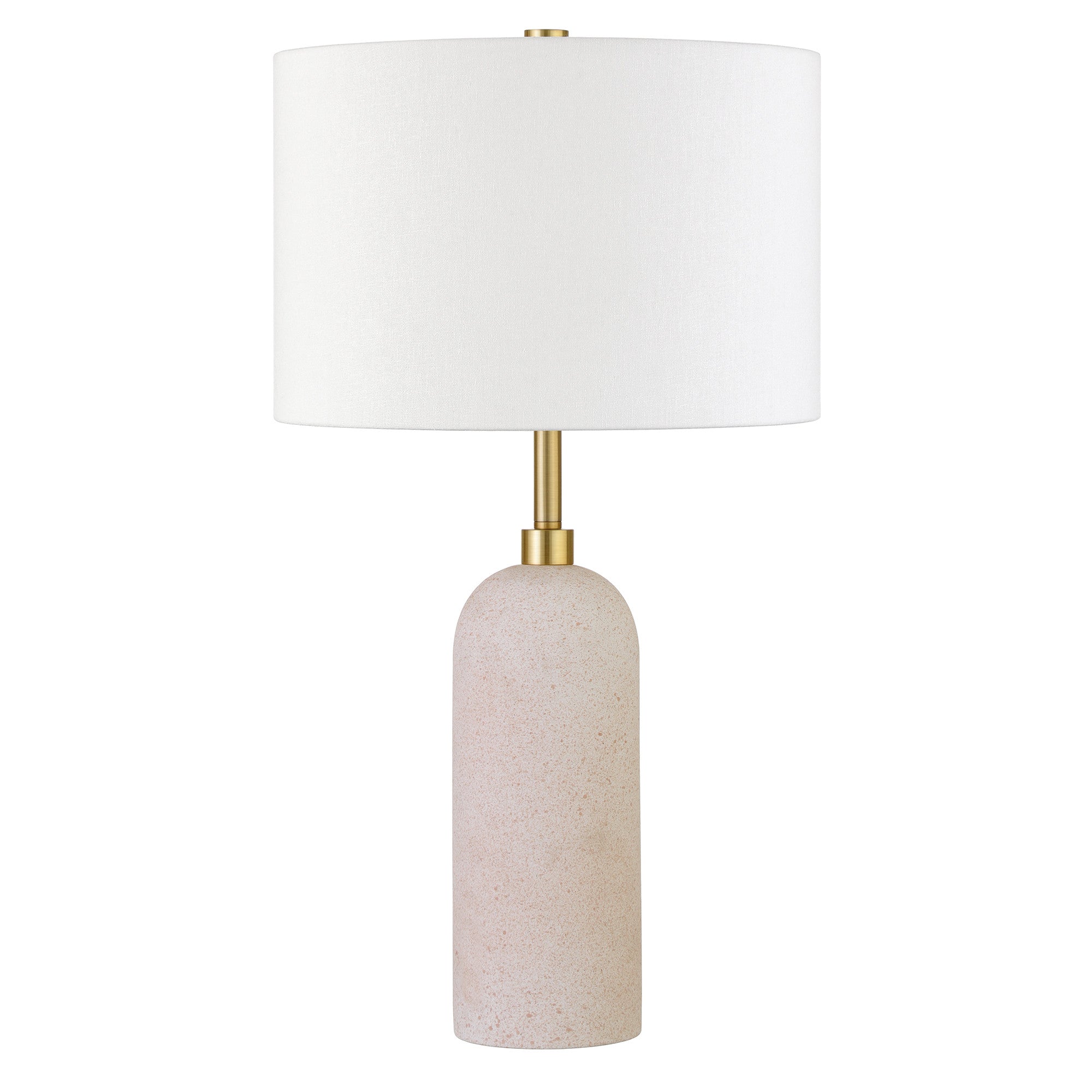 22" Sand Ceramic Table Lamp With White Drum Shade