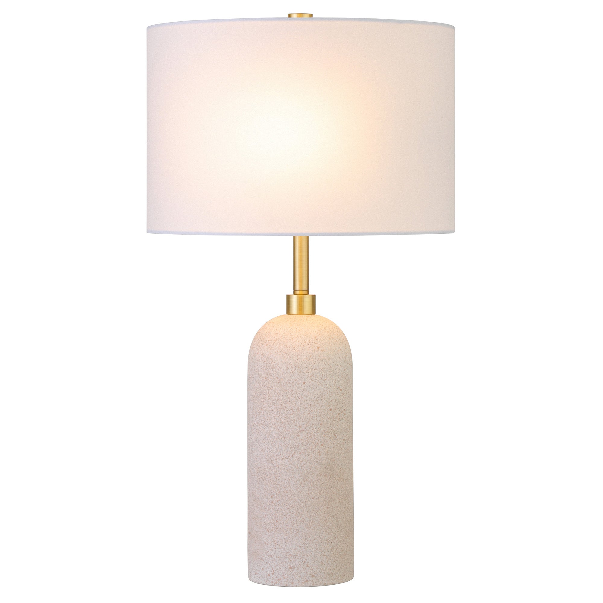22" Sand Ceramic Table Lamp With White Drum Shade