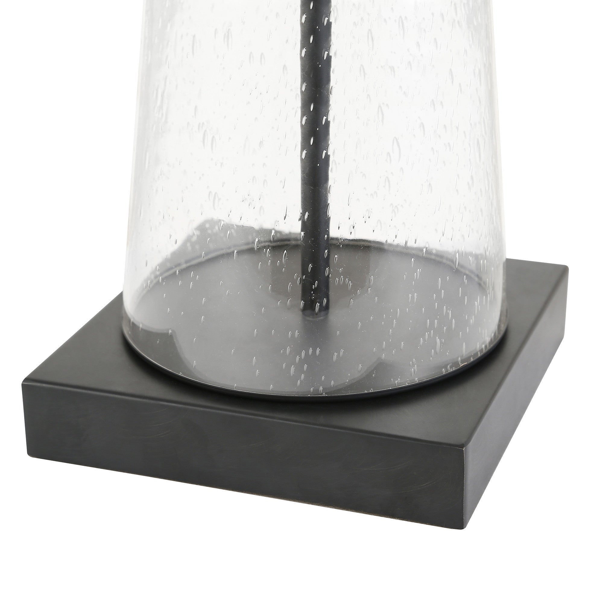 27" Black Glass Table Lamp With White Drum Shade