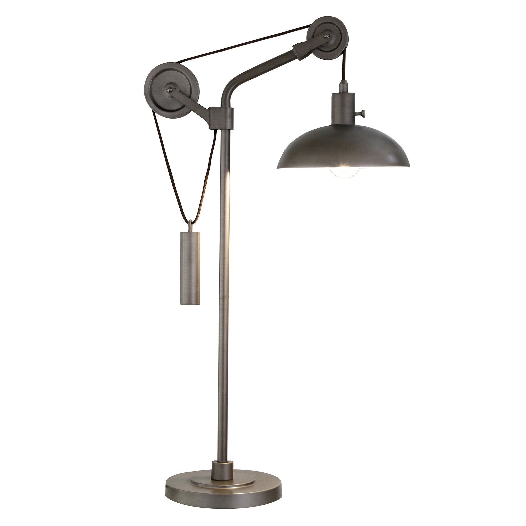 33" Gray Metal Adjustable Desk Table Lamp With Gray Dome Shade