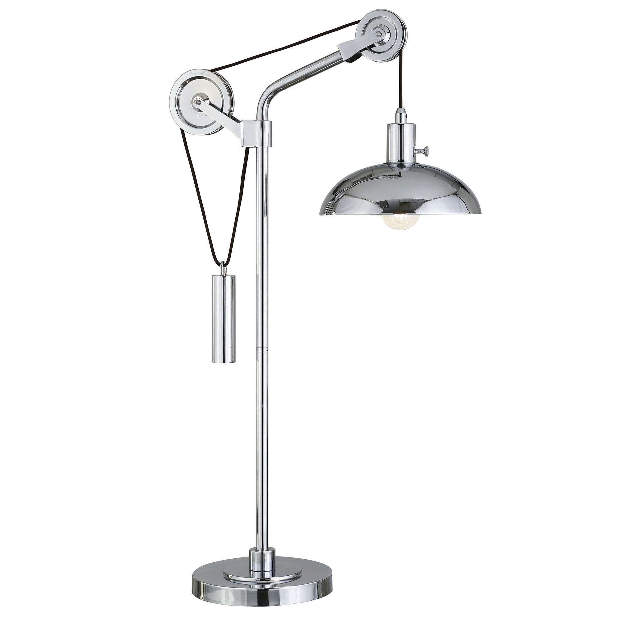 33" Silver Metal Adjustable Desk Table Lamp With Nickel Dome Shade