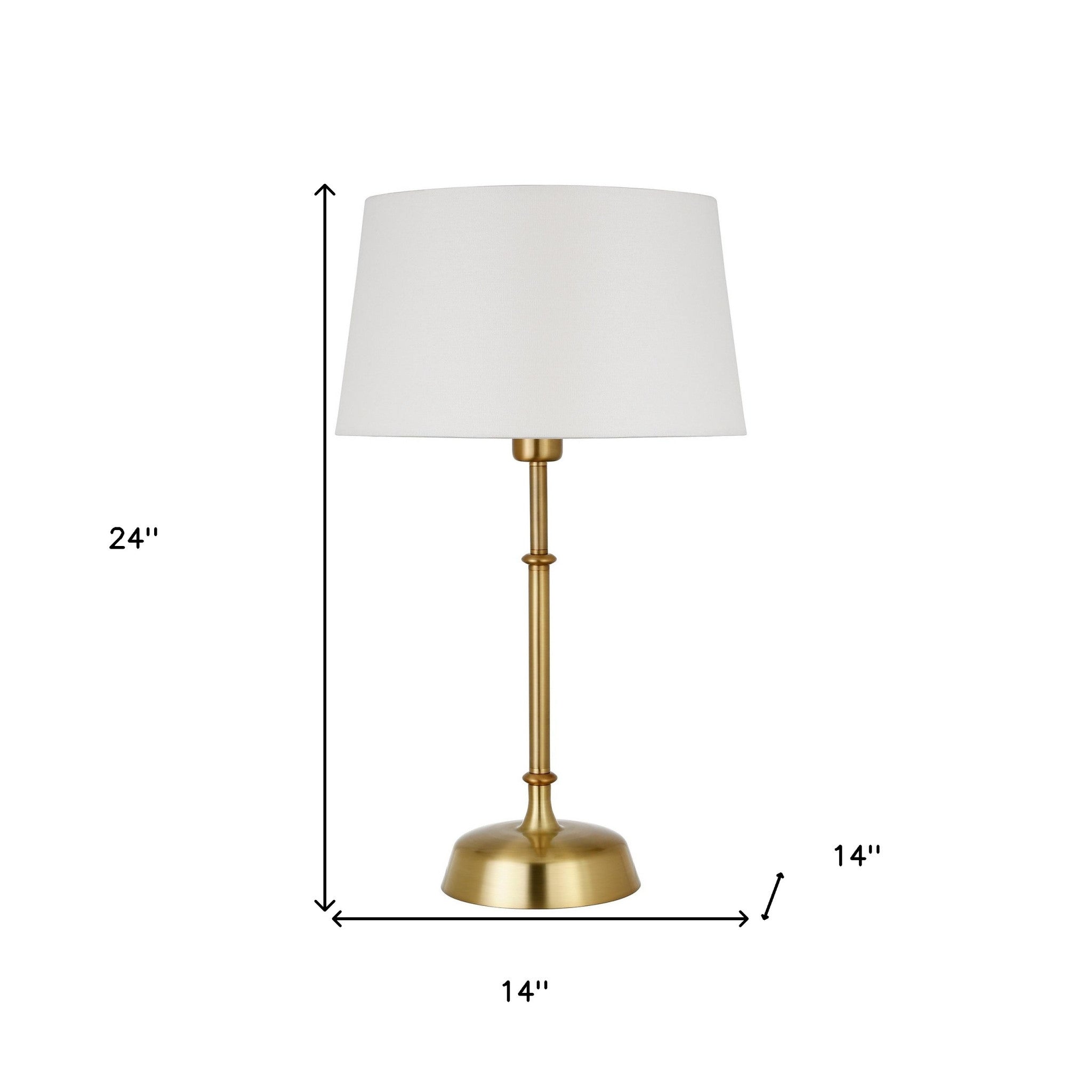 24" Gold Metal Table Lamp With White Drum Shade
