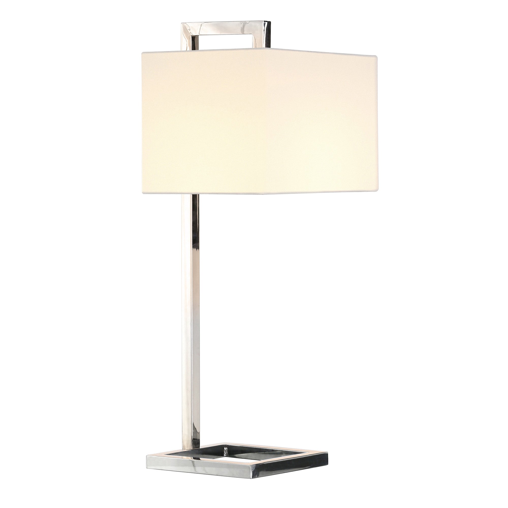 26" Silver Metal Square Arched Table Lamp With White Square Shade
