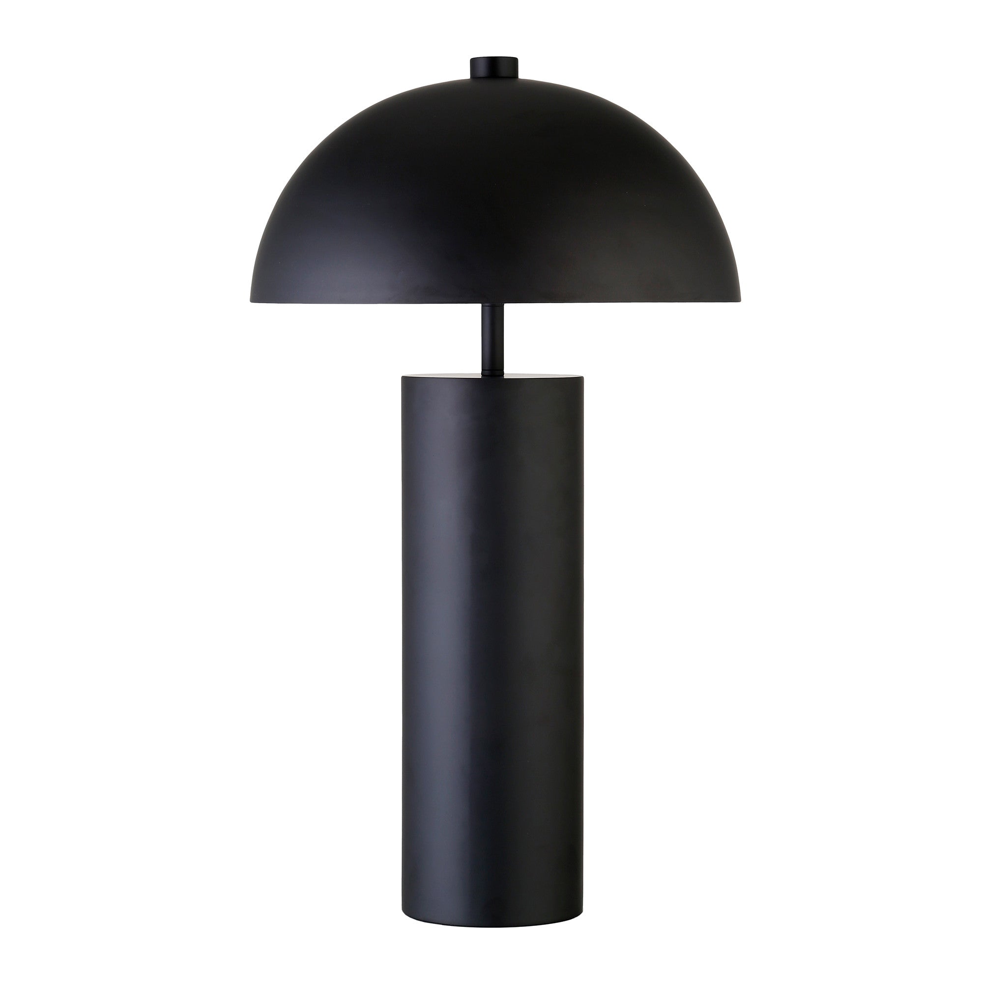 27" Black Metal Table Lamp With Black Dome Shade