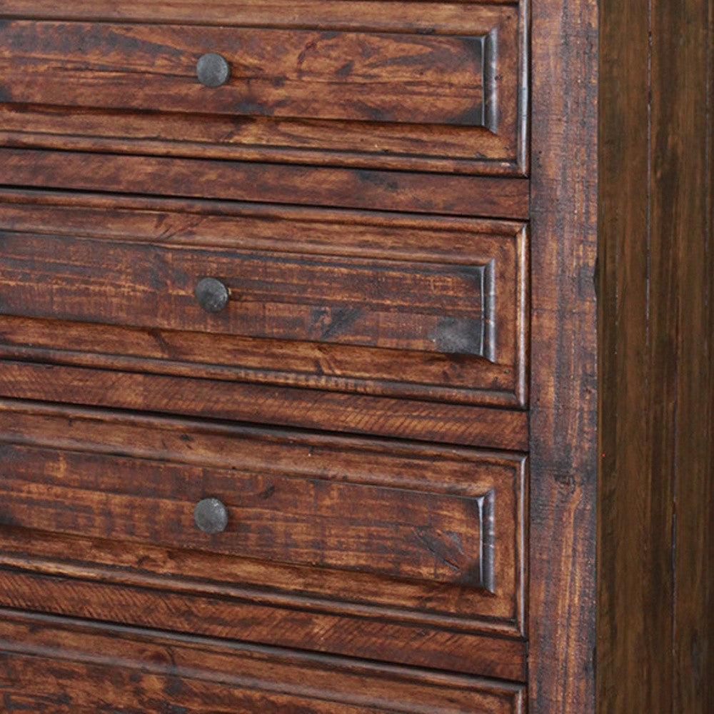 37" Chocolate Solid Wood Five Drawer Dresser