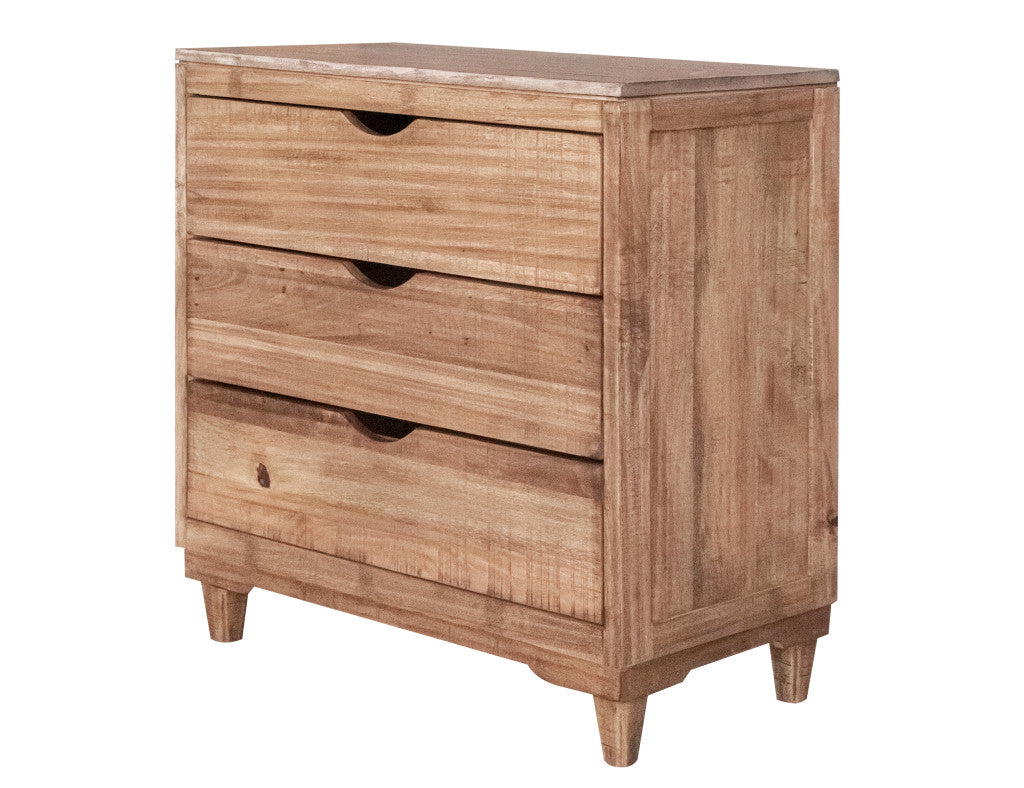 36" Natural Solid Wood Three Drawer Chest