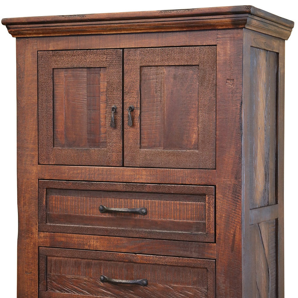 37" Brown Solid Wood Three Drawer Dresser
