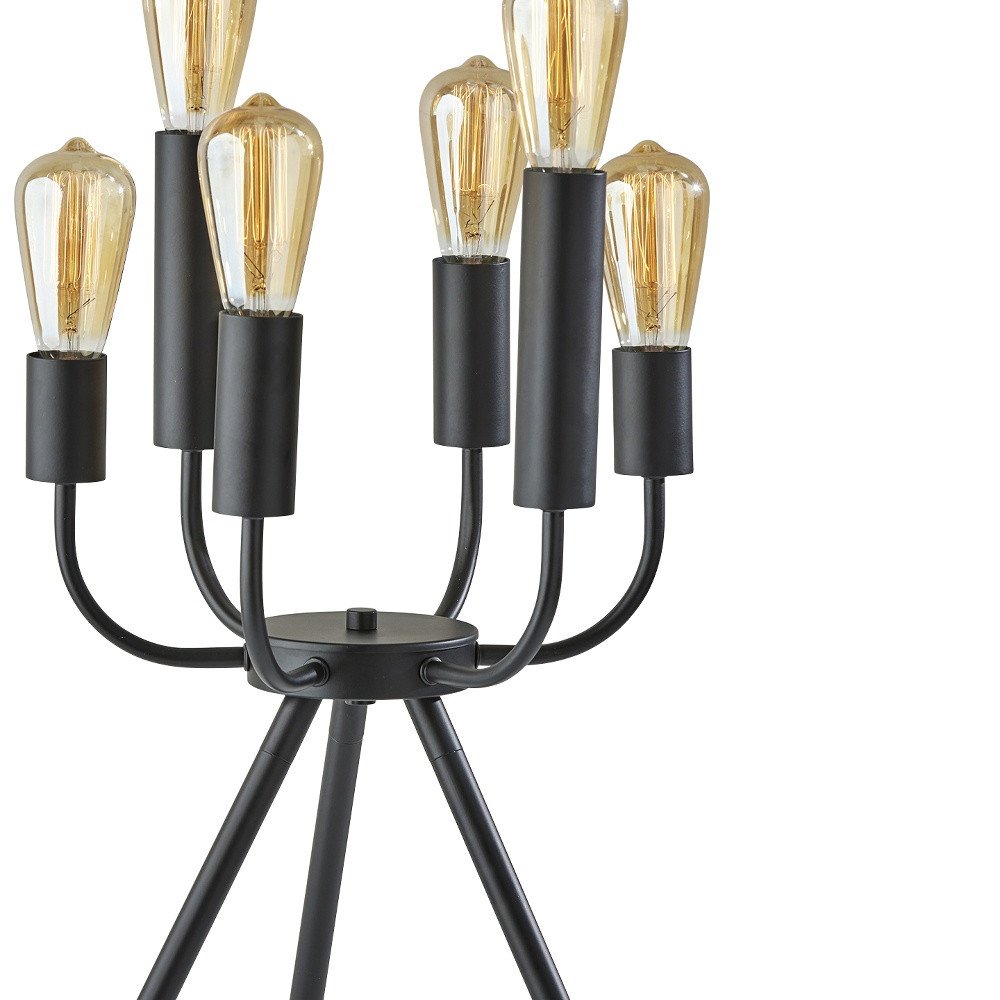 24" Black Six Light Tripod Tripod Lamp