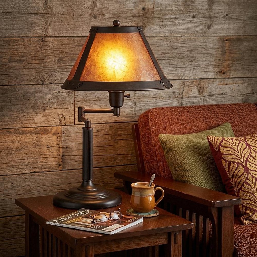 18" Gray Metal Candlestick Table Lamp With Amber Empire Shade