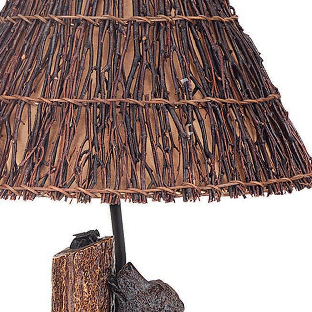 29" Gray Novelty Table Lamp With Brown Empire Shade