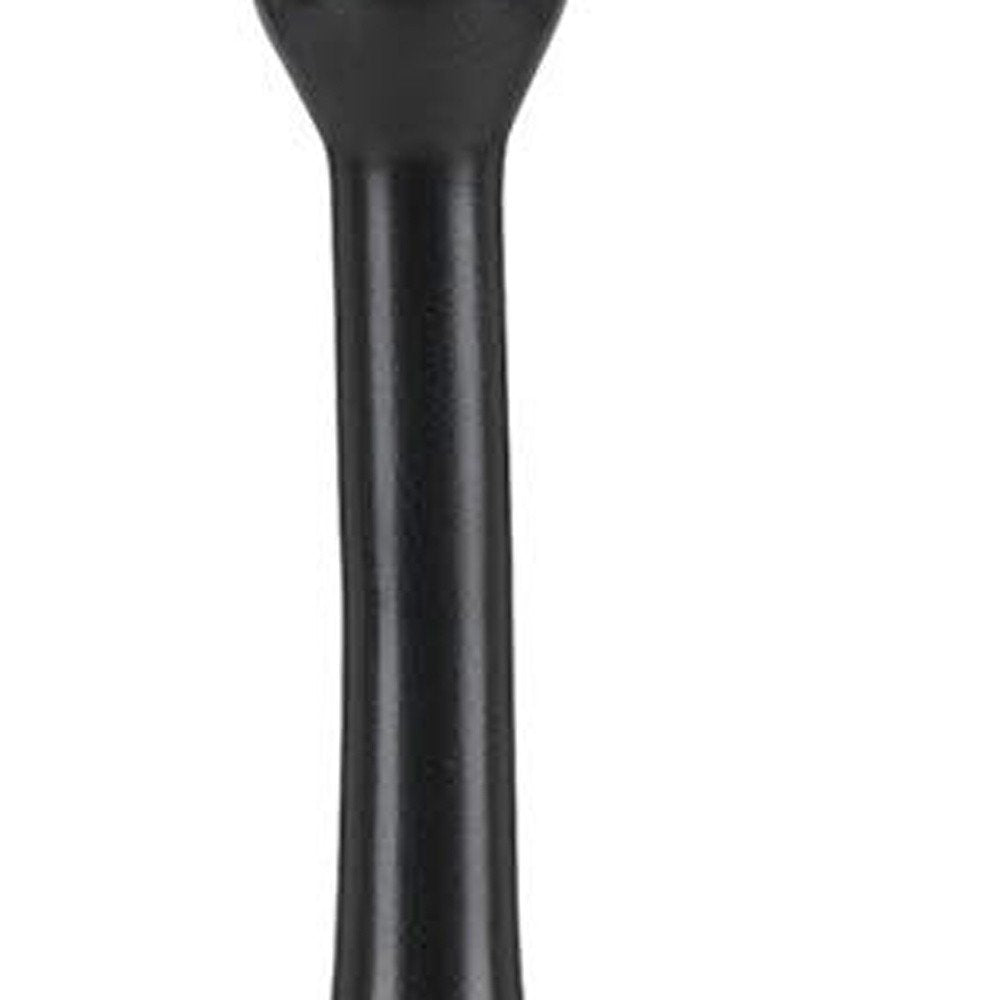 25" Blackened Bronze Metal Round Table Lamp With Off White Drum Shade