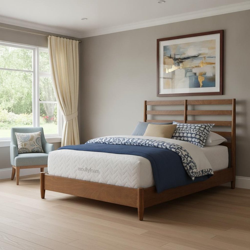Brown Slat Back Solid Wood King Bed Frame
