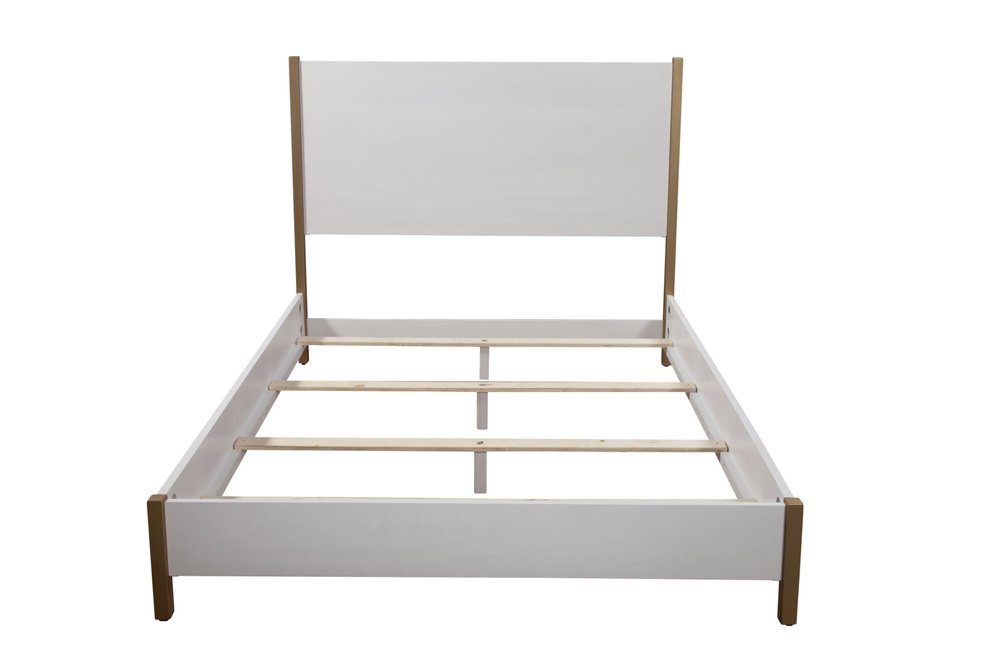 Gold And White Wood Queen Bed Frame
