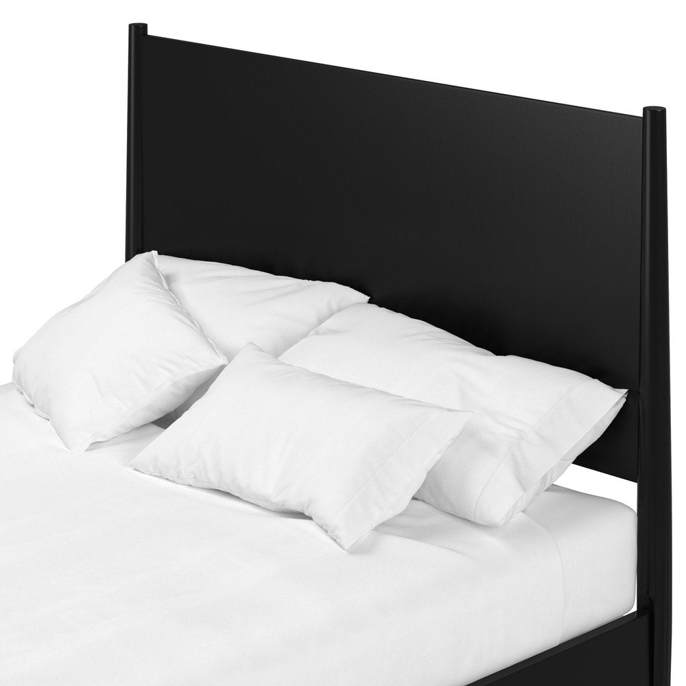Black Solid Wood Queen Bed Frame