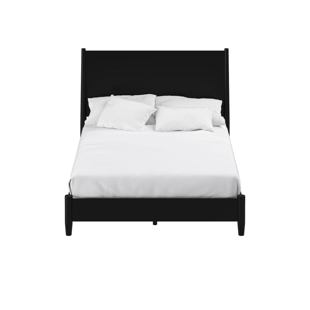 Black Solid Wood Queen Bed Frame