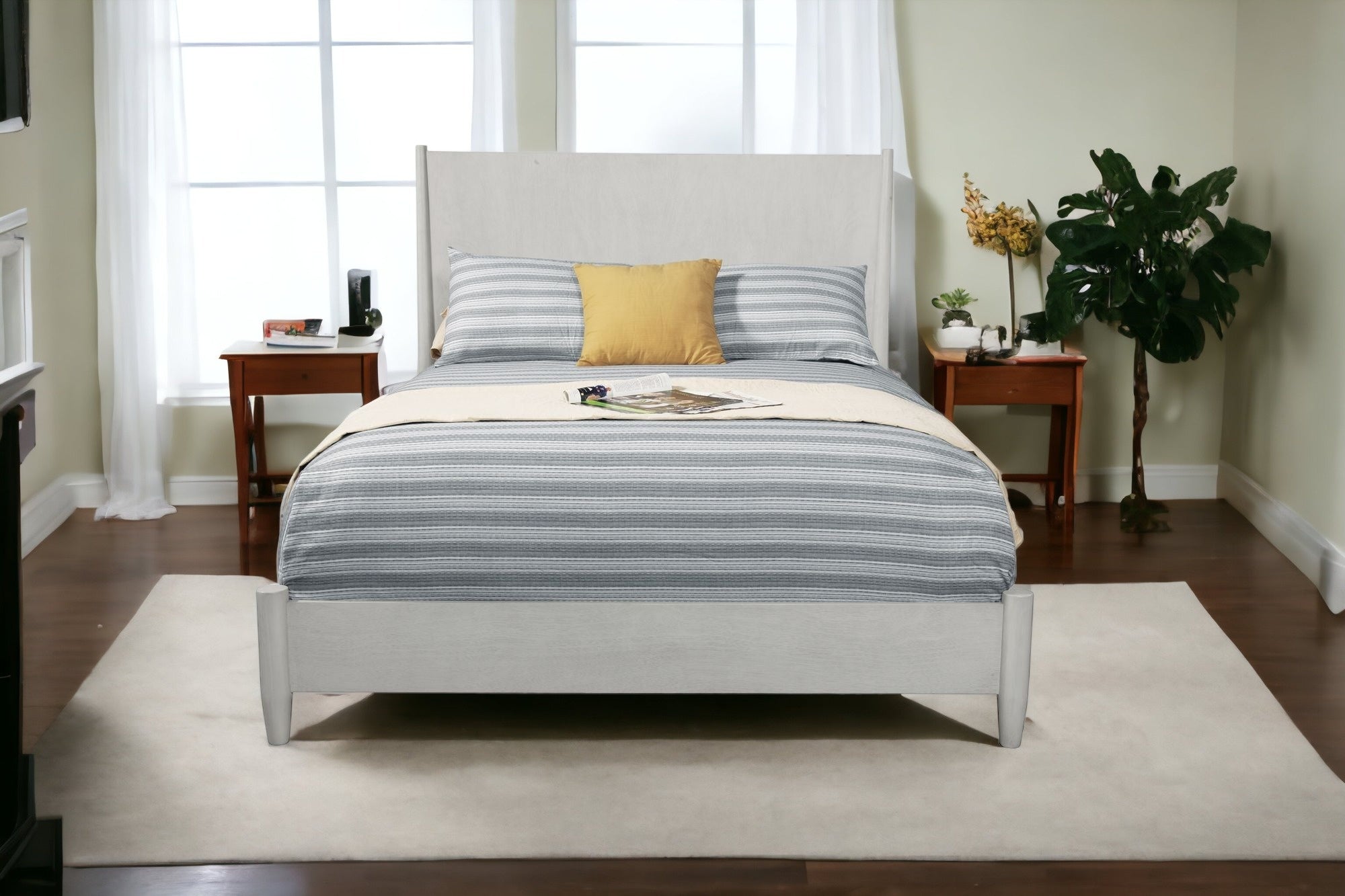 Gray Solid and Manufactured Wood King Bed
