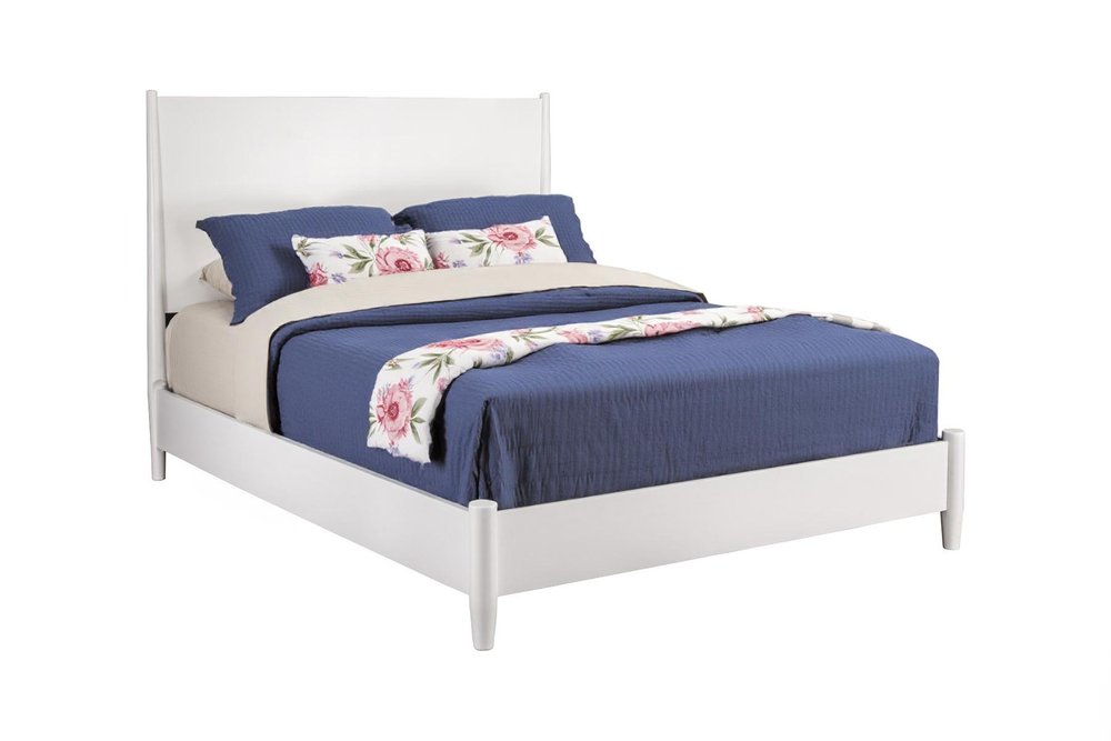 White Solid Wood Queen Bed Frame