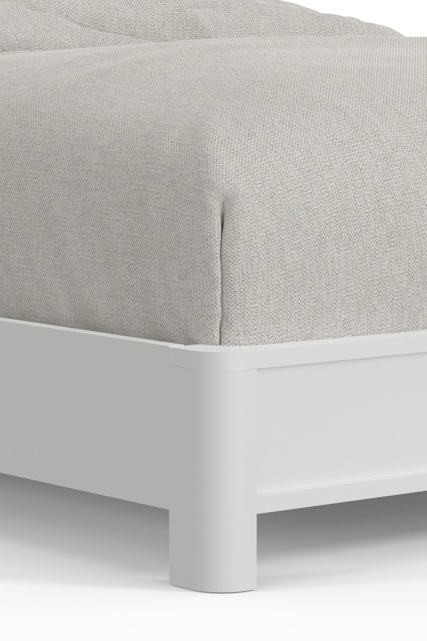 White Ribbed Texture Solid Wood California King Bed Frame