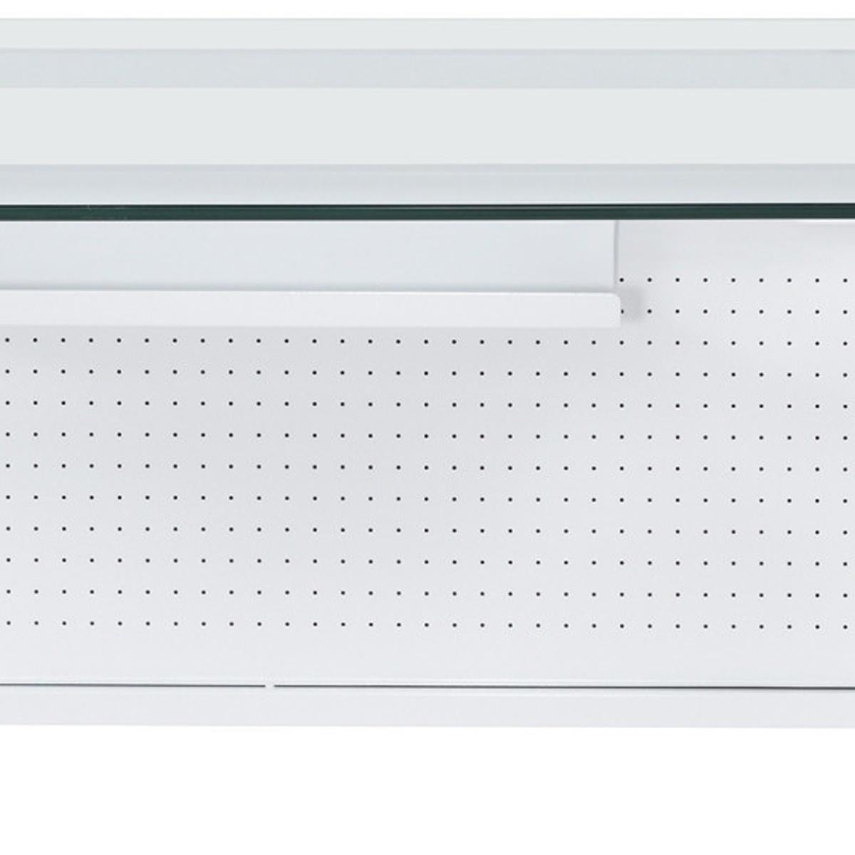 33" Clear and White Glass and Stainless Steel Writing Desk